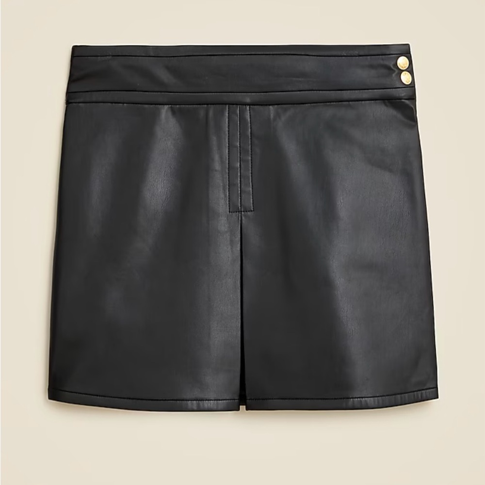JCrew- faux leather,center pleat,mini skirt. New with tags. Super cute!